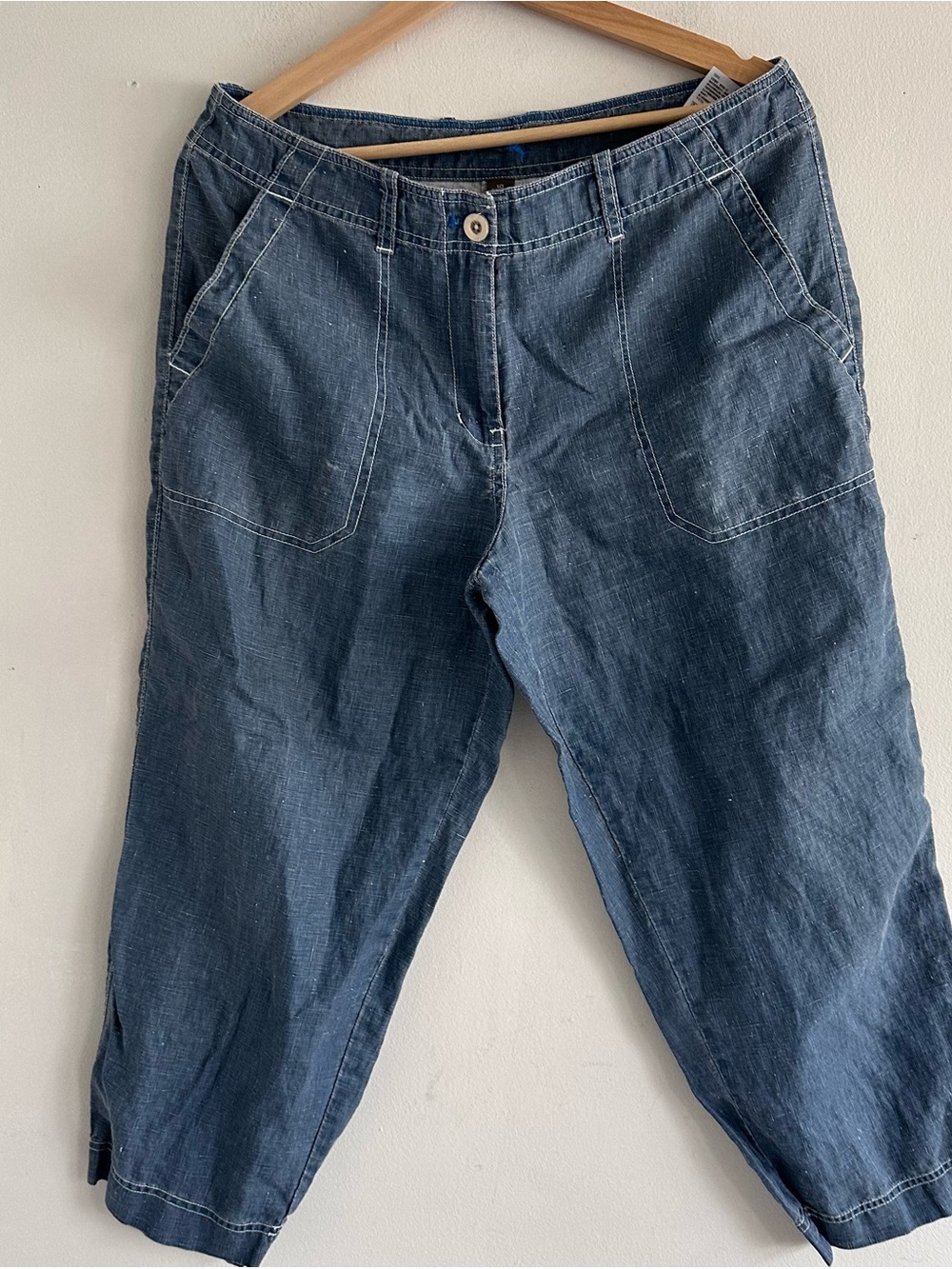 Tommy Bahama Indigo Blue Linen Crop Pants